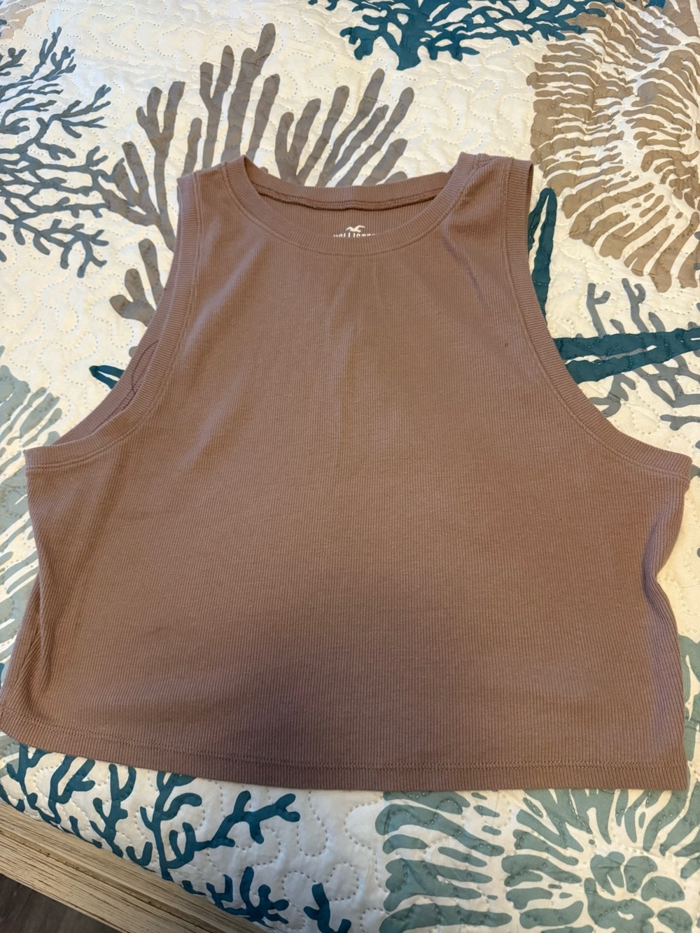 Hollister Ribbed Sleeveless Crop Tank - Mauve Taupe